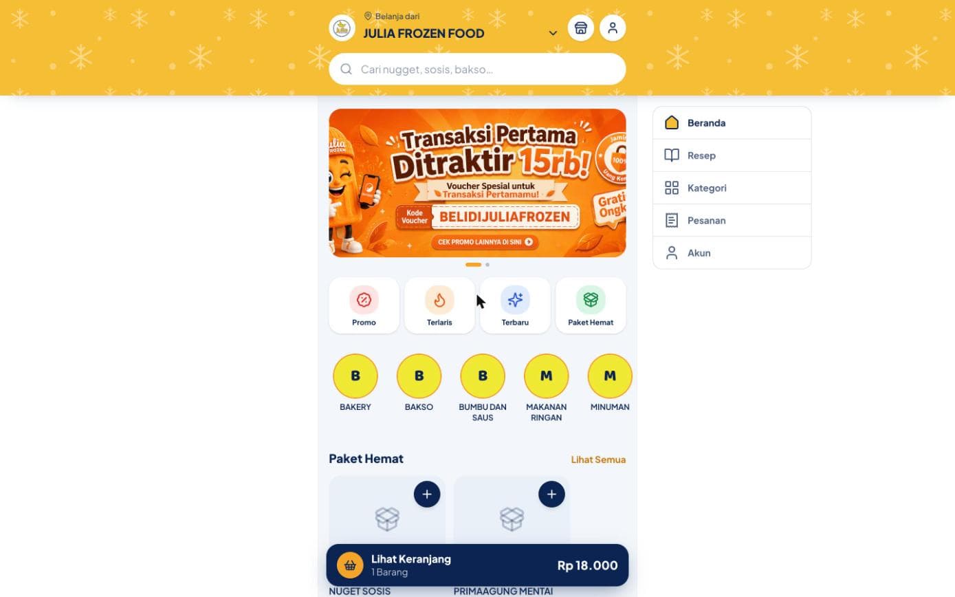 Julia Frozen Food website